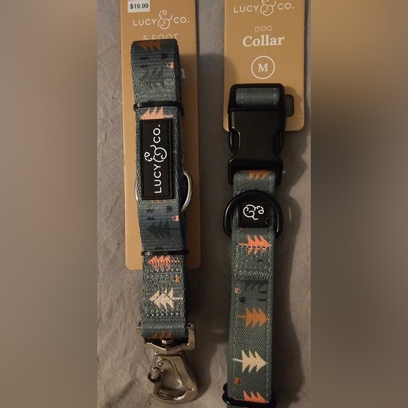 Lucy & Co. Take A Hike Dog Collar (M) and Matching Leash - Picture 2 of 5